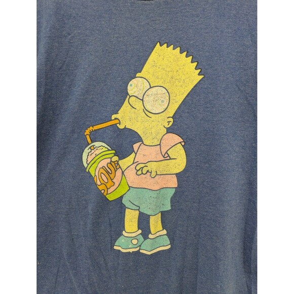 VINTAGE 90s Bart Simpson Brain Freeze T-Shirt Blue Kids Small S Kwik E Mart - Picture 3 of 5